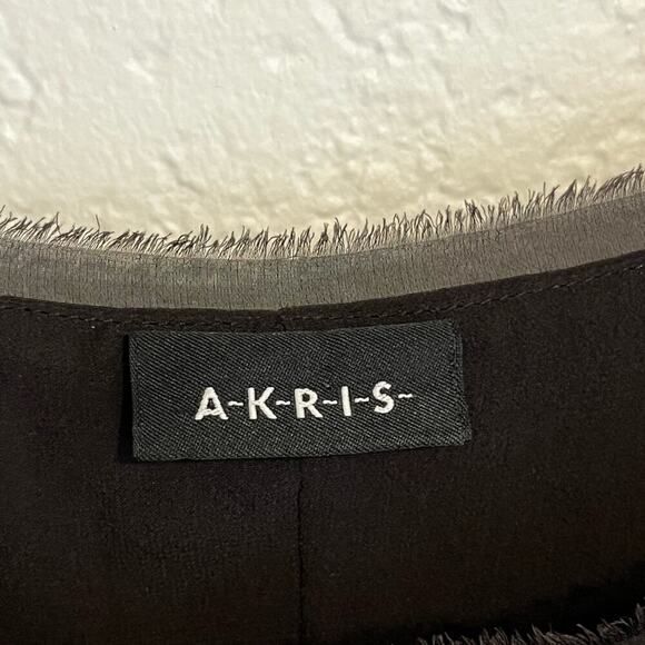 AKRIS Satin Silk Scoop Neck Raw Hem Tank Blouse Black Size 4 - Picture 4 of 10